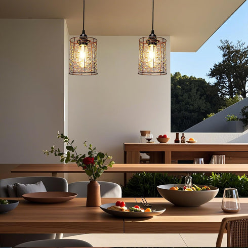 56 4 (2) Battery Operated Hanging Outdoor Chandelier, Battery Power Pendant Light, Gazebo Lights Outdoor, AA Batteries
