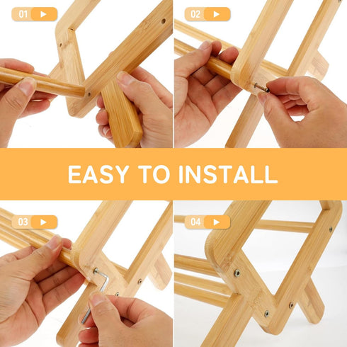 Desktop Bookshelf Bamboo Book Storage Organizer Large Magazine Holder Racks for Home Office Bedroom Tilting Bookcase