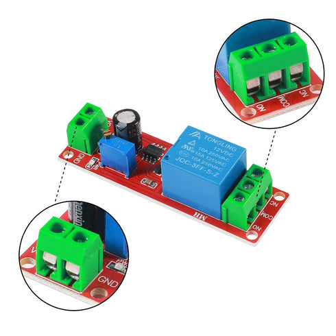 10PCS DC 12V NE555 Delay Timer Relay Switch Module, Adjustable 0-10 Seconds Constant Current Regulator Timer Delay