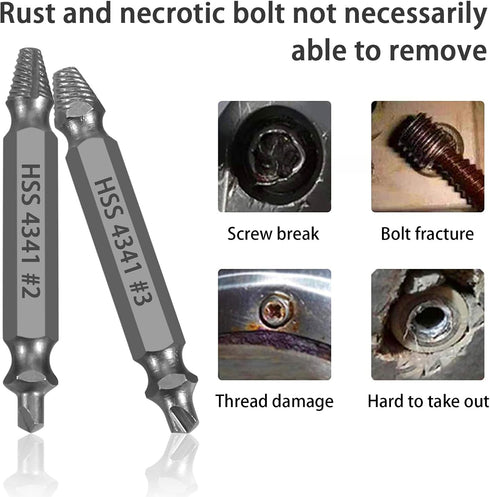 Niudai 5-Piece Set, 0-4, HSS Screw Extractor Professional Grade Drill Bit Kit for Damaged Screws, Grey Industrial