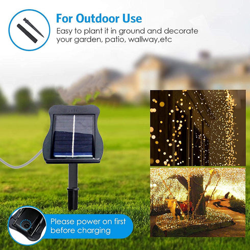 1 Pack 8 Modes Solar Waterfall Lights, 200 LED Outdoor Waterproof String Lights for Garden