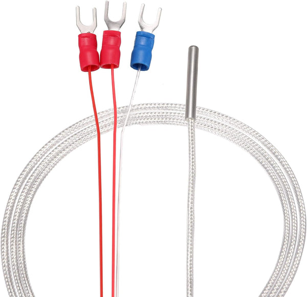 uxcell PT100 RTD Temperature Sensor Probe, 3 Wires Cable Thermocouple, Stainless Steel 100cm