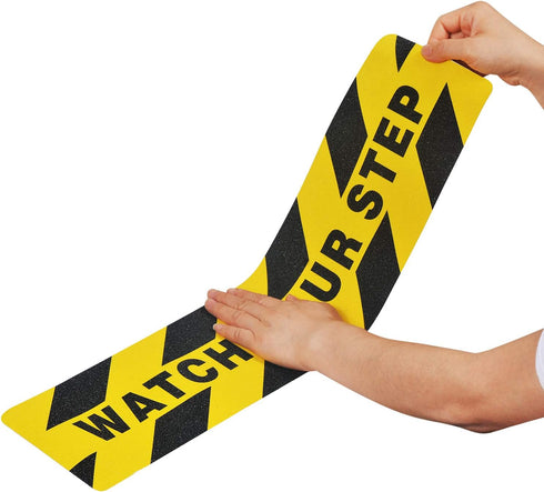 6" x 24" Watch Your Step Floor Tape - Anti-Slip Warning Sign Sticker for Workplace Home Safety, Wet Floor Caution - 2