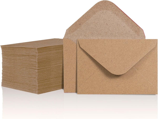 Gift Card Envelopes, 100 Count Mini Kraft Paper Business Card Envelopes, Tiny Envelope Pockets for Small Note Cards