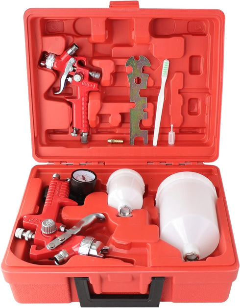Set, 2 0.8mm 125ml 1.4mm 600ml HVLP Air Gravity Spray Gun Pcs Sprayer Paint Gun Kit, & Automotive Paint Gun