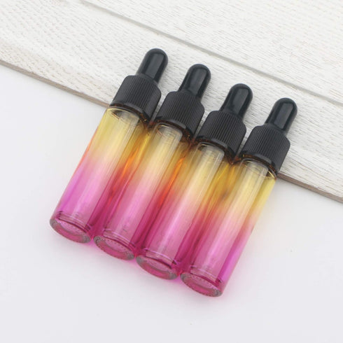 Ellbest 14pcs 10ml Essential Oil Dropper Glass Bottle, Colorful Reusable Bottles for Travel (Yellow Gradient)