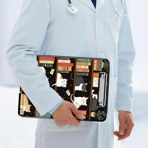 A4 Clipboard with Storage, Hard Letter Size Clip Board with Pen Holder & Paper Organizer, Heavy Duty Portable Writing