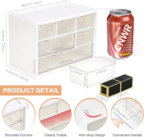 Mini Desk Storage Organizer with 6 Drawers, FODIENS Stackable Craft Drawer Cabinet for Makeup, Jewelry