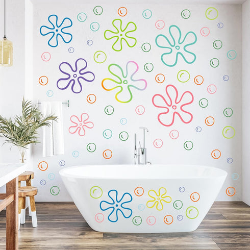 Kuloral 187PCS Flower Bubbles Wall Decals Under The Sea Birthday Party Decorations Ocean Wall Stickers Wall Decor