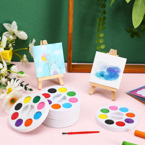 Sets 8 3 3 Inch Set Gift(12 Sets) Watercolor Paint Colors Watercolor with x Gift Painting Canvas Panel Mini Wooden