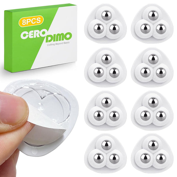 CeroDimo 8 PCS Self Adhesive Caster Wheels for Kitchen Appliances, 360 Swivel Universal