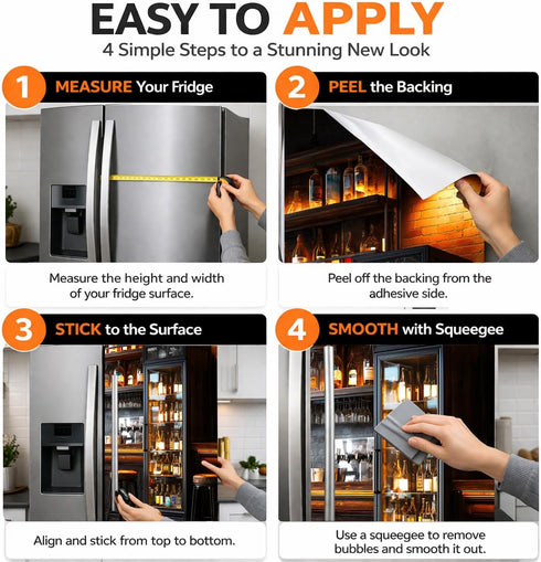 KKYEJLQYI 70.86 23.3 Inches, Self Adhesive Refrigerator Cover x Peel and Stick Fridge Door Sticker, Decorative