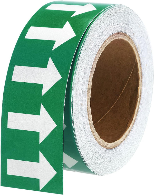 PATIKIL Arrow Tape Vinyl Stickers, White on Green Color, 50mm/1" for Pipe Markers, 1 Roll