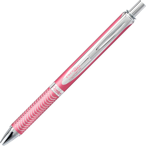 EnerGel Alloy Retractable Gel Pen, Pink Barrel, Medium Point, Black, 357082