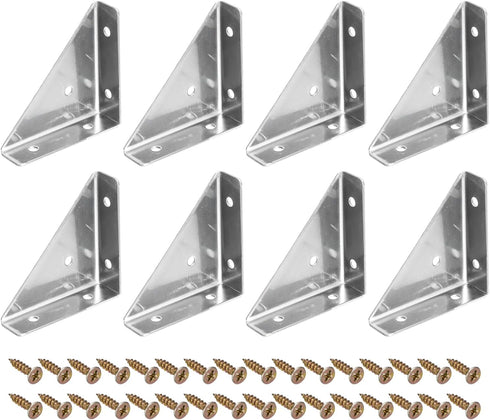 uxcell 8Pcs Angle Corner Brackets 66mm x 66mm, Stainless Steel Braces Joining