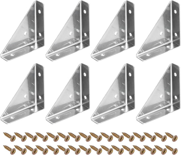 uxcell 8Pcs Angle Corner Brackets 66mm x 66mm, Stainless Steel Braces Joining