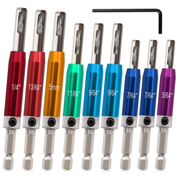 Self Centering Drill Bit Set 1/4" Hex Shank Vix Bit for Metal Wood Cabinet Door