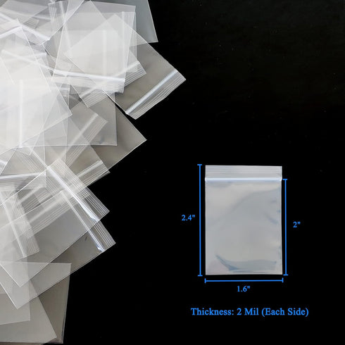 200pcs 1" x 2" Resealable Clear Plastic Bags, Mini Zip Lock Poly Baggies for Jewelry, Pills & Tiny Items