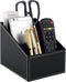 Fashionable Black PU Leather TV Remote Control Holder, 3 Compartments Storage Rack for Desk Organizers