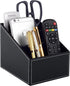 Fashionable Black PU Leather TV Remote Control Holder, 3 Compartments Storage Rack for Desk Organizers