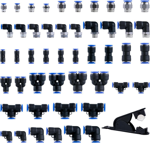 53 Pcs Quick Connect Air Hose Fittings Kit, 1/8" 1/4" 3/8" 1/2" Air Line Quick Connect Fittings with NPT Thread