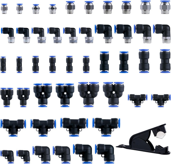 53 Pcs Quick Connect Air Hose Fittings Kit, 1/8" 1/4" 3/8" 1/2" Air Line Quick Connect Fittings with NPT Thread