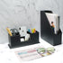 UnionBasic Black Desk Organizer - Leather Multi-Compartment Pen Holder for Office Stationery Organization