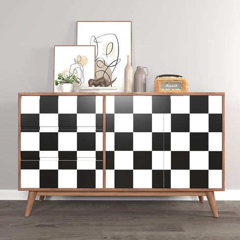 VaryPaper 15.7''x78.7'' Thick Checkered Countertop Contact Paper Waterproof Checkered Wallpaper Peel and Stick Black and White Wallpaper for Bathroom Kitchen Backsplash Cabinets Shelf Liners Drawers by VaryPaper