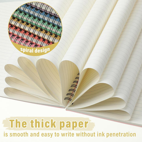 Fuutreo 6 Pcs B5 Spiral Notebook for Work, 10.5 x 7.45 Inch College Ruled Kraft Cover, 70 Sheets, 140 Pages