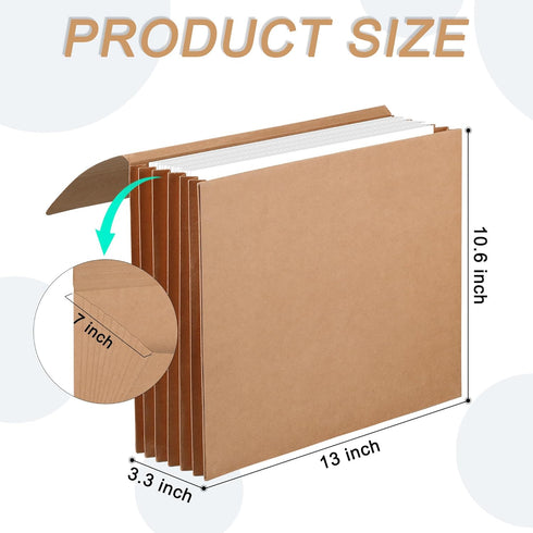 Heavy Duty Expandable File Pockets with Flap, Accordion Organizer for Office, School, Home, Letter Size Kraft