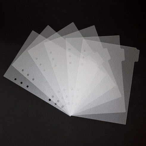Multibey A5 Dividers - 6-Tabs with Tab Sticker Labels, 6-Ring A5 Plastic Binder Index Dividers, Translucent Set of 6
