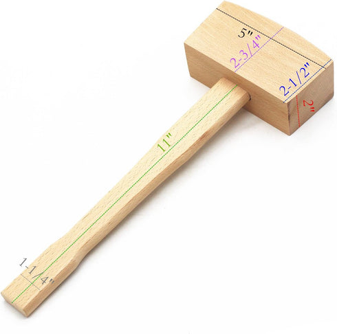 WEICHUAN 5" Unfinished Beech Wood Mallet, Solid Ice Hammer for Woodworking Carving
