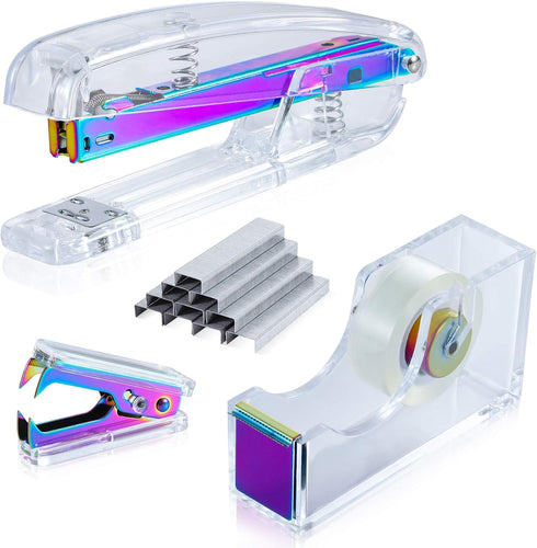 Dream Color Acrylic Stapler Set, Desk Stapler, Office & Home Stapler, Free 1000pcs 26/6 Staples—Laser