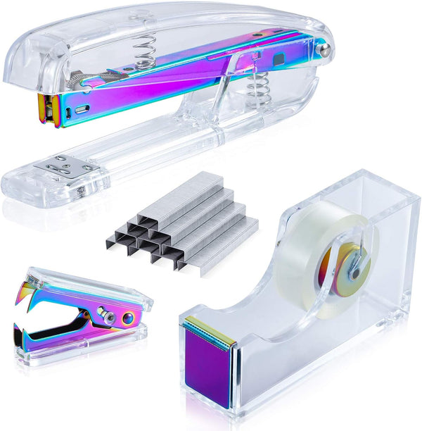 Dream Color Acrylic Stapler Set, Desk Stapler, Office & Home Stapler, Free 1000pcs 26/6 Staples—Laser