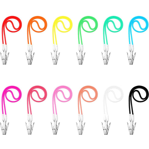 12 Patelai Pcs Silicone Dental Bib Clips Colorful Napkin Clips Bib Holder Dentist Napkin Chain Neck Chain with Lanyard