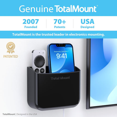 TotalMount 2 3 1) Hole-Free Remote Holder Eliminates Need to Drill Holes in Your Wall (for or Remote Controls Black