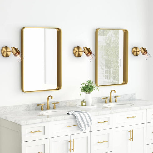 1-Light Gold Wall Sconces Lighting, Modern Glass Wall Lights for Bathroom, Bedroom, Living Room, Adjustable