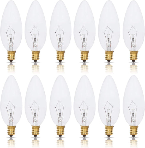 Simba Lighting Candelabra Torpedo Clear B10 CTC 25W E12 Base (12 Pack)
