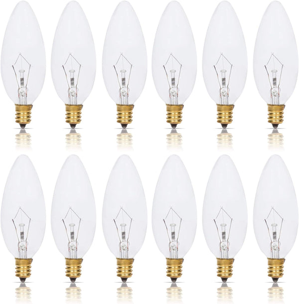 Simba Lighting Candelabra Torpedo Clear B10 CTC 25W E12 Base (12 Pack)