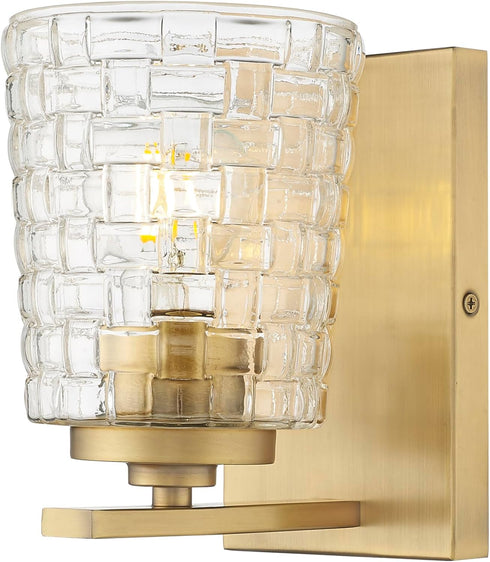ML 22101-VB 1 Lighting | Saben Collection | | Indoor Light Wall Sconce in Vintage Brass with Clear Woven Lattice Glass