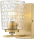 ML 22101-VB 1 Lighting | Saben Collection | | Indoor Light Wall Sconce in Vintage Brass with Clear Woven Lattice Glass