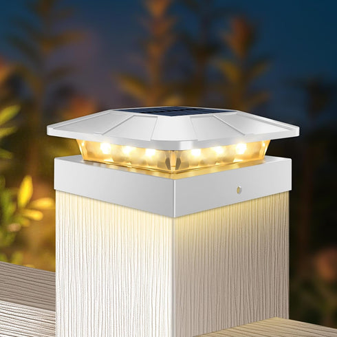 Peasur 4x4 Solar Post Cap Lights Outdoor with 3 Lighting Modes, LED