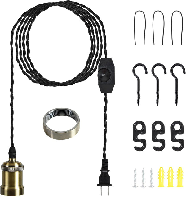 Plug in Pendant Light Cord hanging light kit with dimmer switch,Farmhouse Hanging