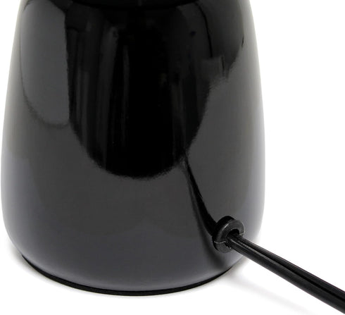 Simple Designs LT1134-BLK 10.04" Tall Traditional Ceramic Bedside Table Lamp with Matching Fabric Shade