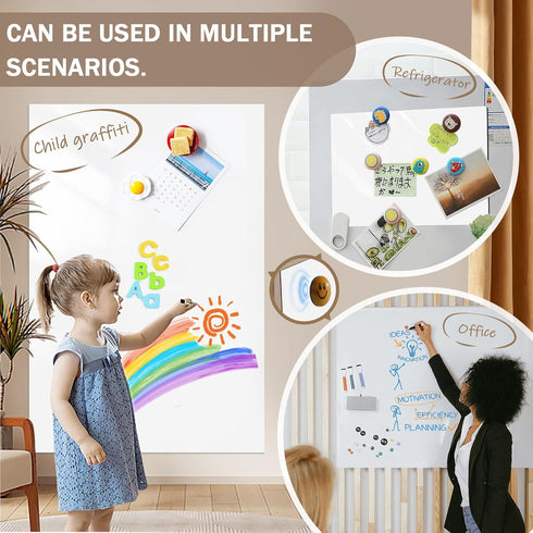 Magnetic Dry Erase Board Paper, 16" x 24" Self-Adhesive Whiteboard for Walls, Ideal for Office Home School