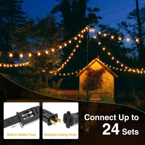 ZJOJO 60FT Outdoor String Lights, G40 Globe Lights with 30 Shatterproof LED Bulbs, 2700K Waterproof Patio Light