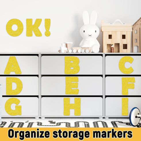Qyeahkj 150 PCS Large 7" Font Letters and Punctuation Set, Glitter Gold Classroom Alphabet Cutout for Display