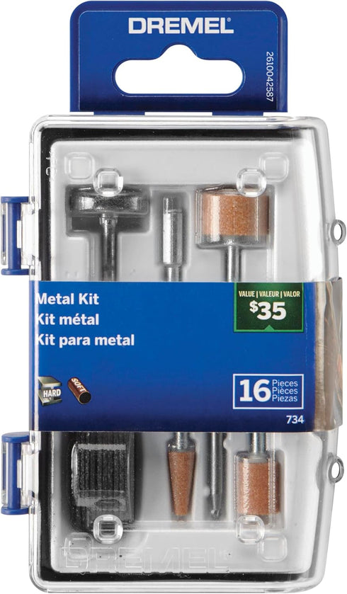 Dremel 734-01 Metal Cutting Rotary Tool Accessories Kit - 16 Piece Set with Engraving Bit and Grinding Stones