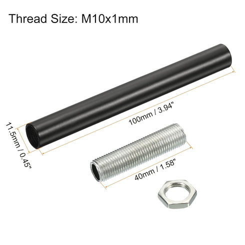 MECCANIXITY 3.94" 2 Set Threaded Extension Rod, Lamp Pipe with Connector Light Fixture Parts for Pendant Light Island