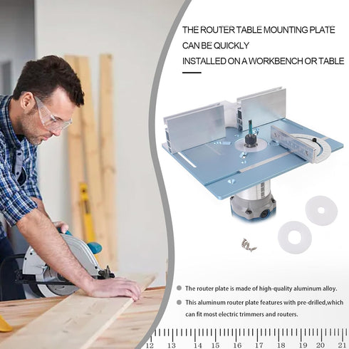 Trimming Aluminum Router Insert Plate with Pre-Drilled Holes for Machine, Router Base Plate Woodworking Router Flip